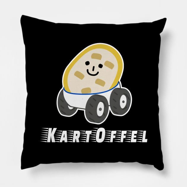 German Pun Kart Karoffel Potato KartOffel Go-Kart Pillow by Decamega