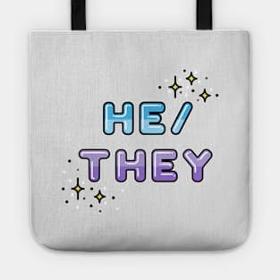 He/They Pronouns Design with Stars Tote