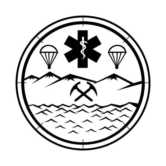 Land Sea Air Rescue Icon Sign Symbol Black and White by patrimonio