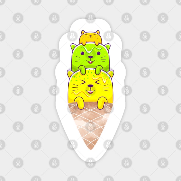 Of Cats, Ice cream and Cones - Melting Cool Cats Magnet by PosterpartyCo