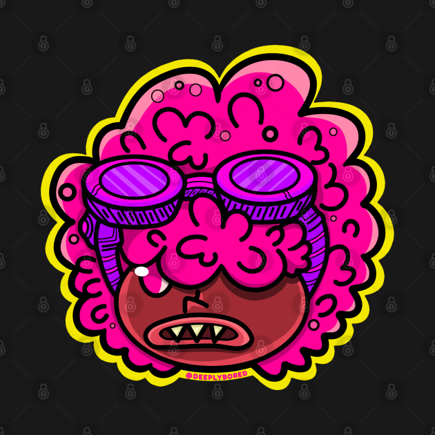 Fluffy Pink Cartoon Head Illustration by GRUEICE