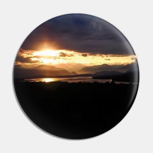 Sunset landscape photography,  lake and mountain on cloudy sky Pin