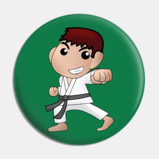 Karate Boy Punch Kawaii Male Anime Cartoon Character Pin