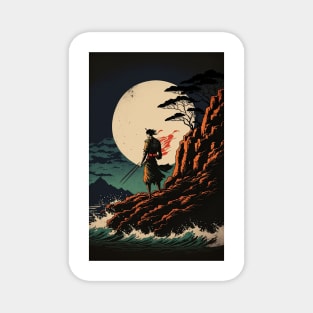 Samurai on Rocky Shore Magnet