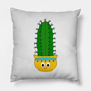 Cute Cactus Design #206: Spiky Cactus In Pretty Pot Pillow