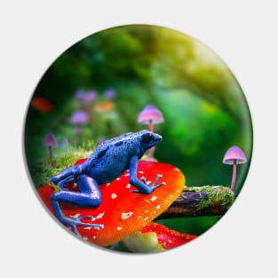 Poison Dart Arrow Frog On Mushroom Pin