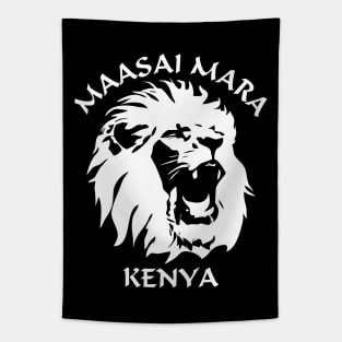 Lion Face | Maasai Mara, Kenya National Reserve Tapestry