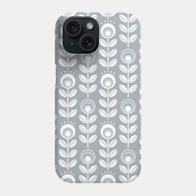 SCANDI GARDEN 01-6, white on silver grey Phone Case by Slanapotam