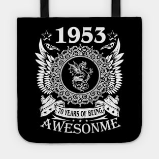 Vintage 1953 70 Years Being Awesome 70th Birthday Tote