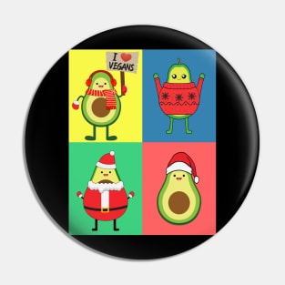 Avo Vegan Christmas pop art Pin