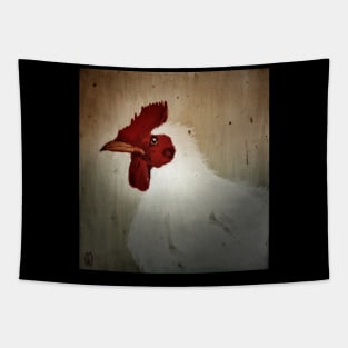 The Grungy White Rooster Tapestry