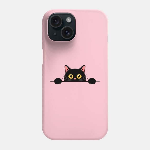 Black Cat Peeking Phone Case by fantastico.studio