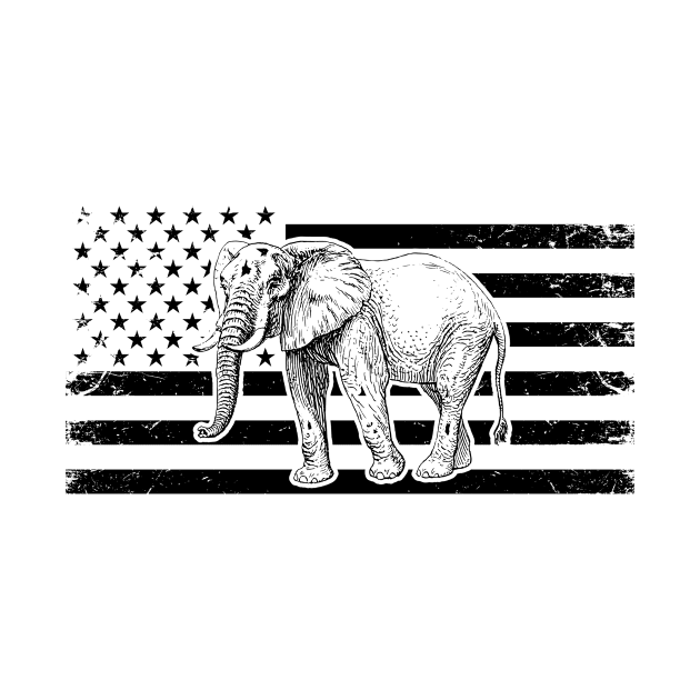 Elephant American Flag Stars And Stripes by AlphaDistributors