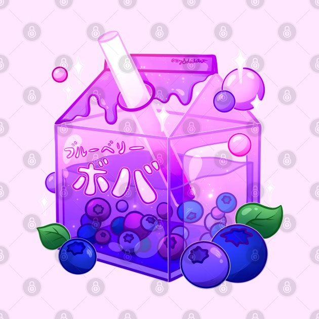 Aesthetic Blueberry Boba Carton by heysoleilart