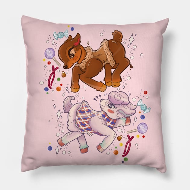 Fauna and Diana Pillow by One Kidney Artist