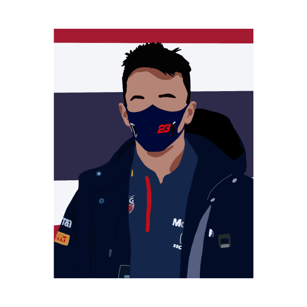 Alex Albon at the 2020 British Grand Prix in front of a Thai flag by royaldutchness