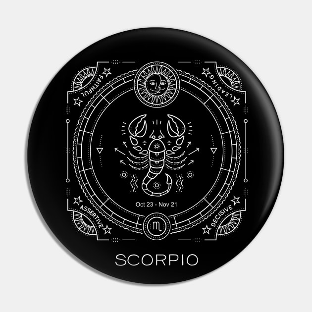 Scorpio Astrological Zodiac Sun Sign Scorpion Pin by Pine Hill Goods