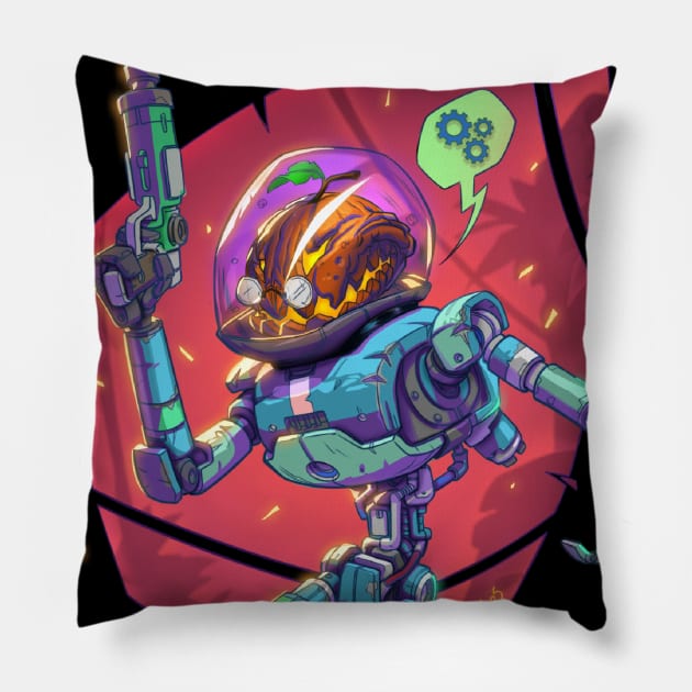 Halloween Pumpinghead bot Pillow by jocheolmos