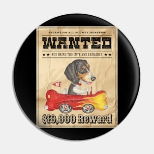 Funny Cute Beagle Dog Wanted Poster Pin