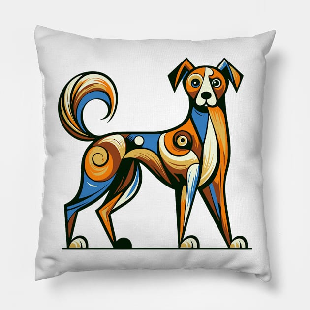 Pop art dog illustration. cubism illustration of a dog Pillow by gblackid