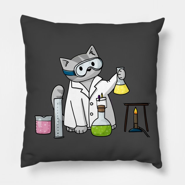 Scientist Cat Pillow by Doodlecats 