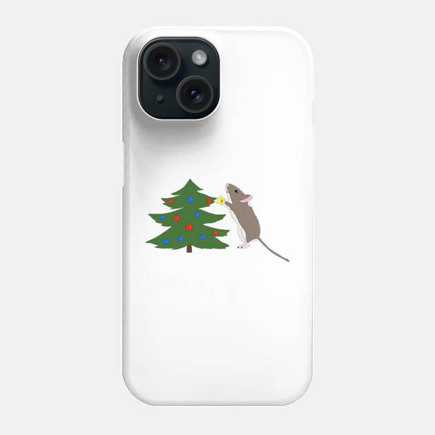 Cute brown gerbil decorating Christmas tree Phone Case by Becky-Marie