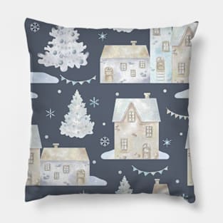 Trendy Pastel Xmas Pattern Winter Snow Christmas Pillow