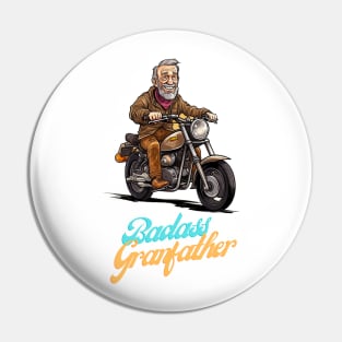 Badass Grandfather on a motorbike Pin