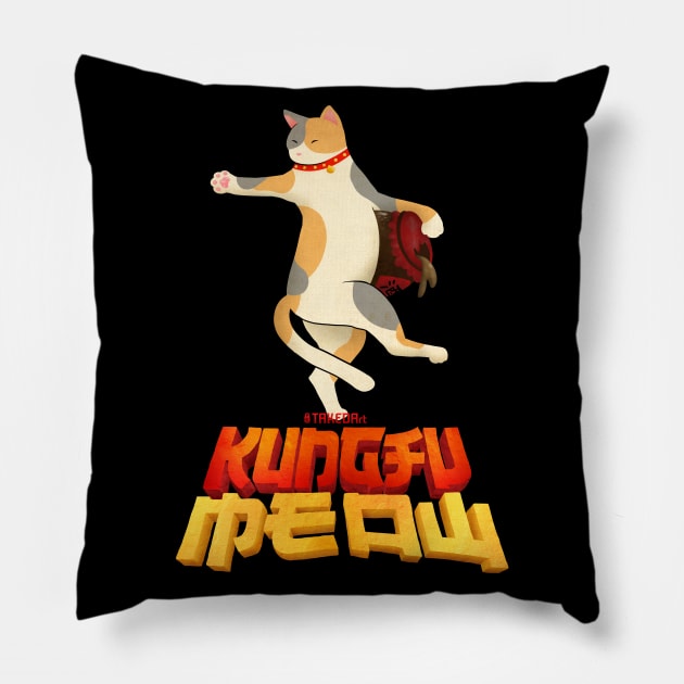 Kung Fu Cat #1 Pillow by Takeda_Art