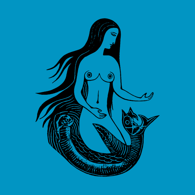 Woodcut Mermaid by n23tees