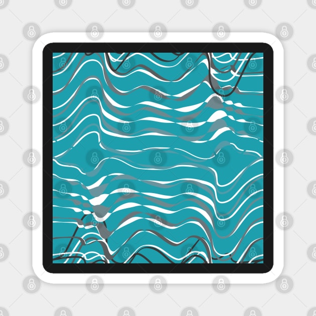 dynamic gray waves on turquoise shapelines Magnet by nobelbunt