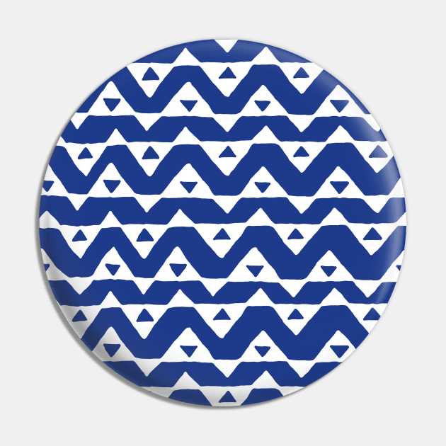 Dark Blue and White Triangle Chevron Pattern Pin by dreamingmind