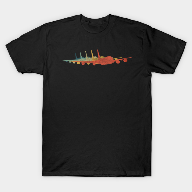 Airplane Jet Flying Retro Vintage Color - Airplane - T-Shirt