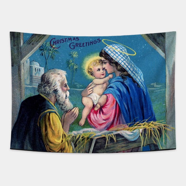 Vintage Christmas Jesus Birth Tapestry by RetroSalt