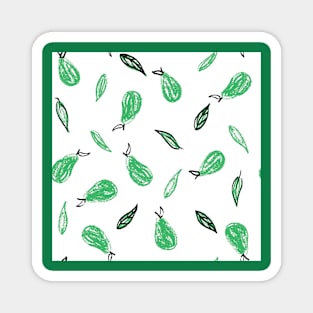 White and Green Leafy Pears Magnet