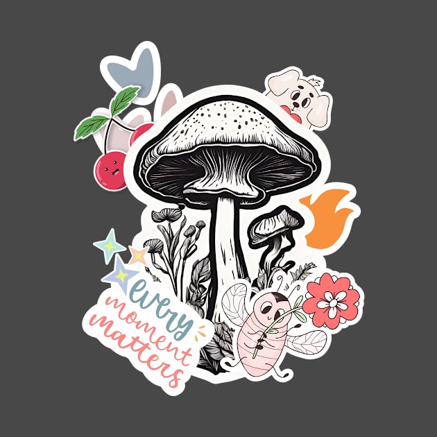 Every Moment Matters Mushroom Sticker Bomb by Stardust and Void