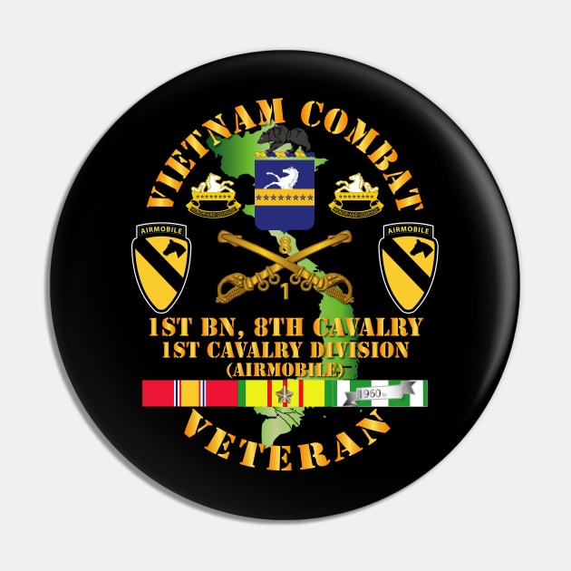 Vietnam Combat Cavalry Veteran w 1st Bn - 8th Cav COA - 1st Cav Div SSI Pin by twix123844