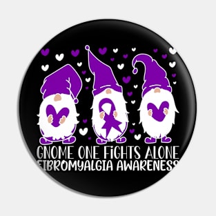 Fibromyalgia Awareness Gnome One Fights Alone Pin