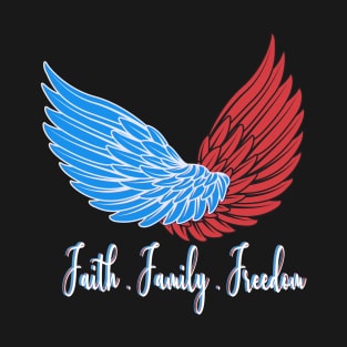 Pteriotic Faith Family Freedom American Flag Wings July 4th T-Shirt