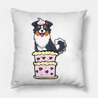 Collie dog Jumping out of a cake Pillow