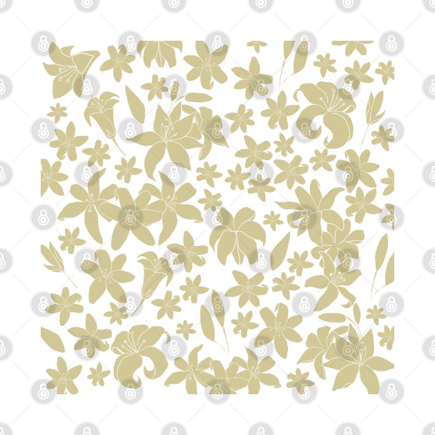 Lily Flower Pattern in Khaki by artvoria