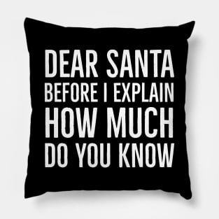 Dear Santa Before I Explain How Much Do You Know Pillow