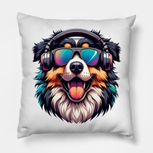 Maremma Sheepdog as Smiling DJ with Headphones Pillow