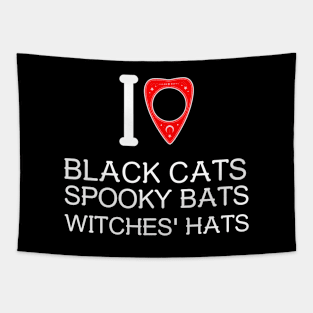 I Love Black Cat Spooky Bats Witches' Hats Tapestry