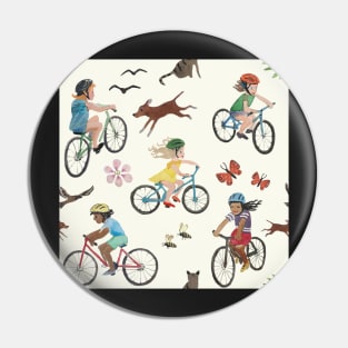 kids bike bicycle surface pattern watercolour Pin
