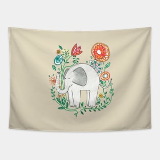 Elephant Among Flowers Tapestry