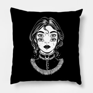 Cute victorian witch with four eyes Pillow