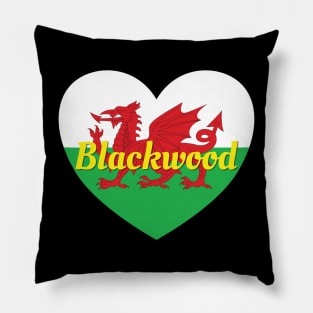 Blackwood Wales UK Wales Flag Heart Pillow