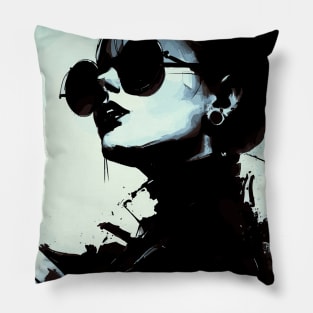 Victorian woman in sunglasses portrait Pillow