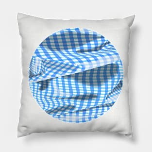 Creased blue checked pattern mandala Pillow